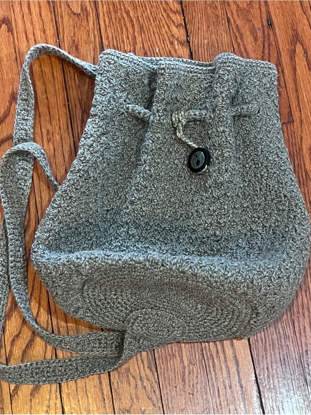 The Sak Gray Knit Drawstring Crossbody Bag